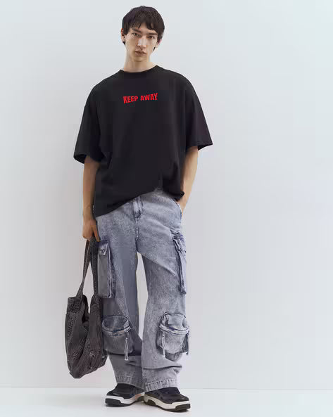 TOGS & TERRE Men Typographic Loose Fit T-Shirt