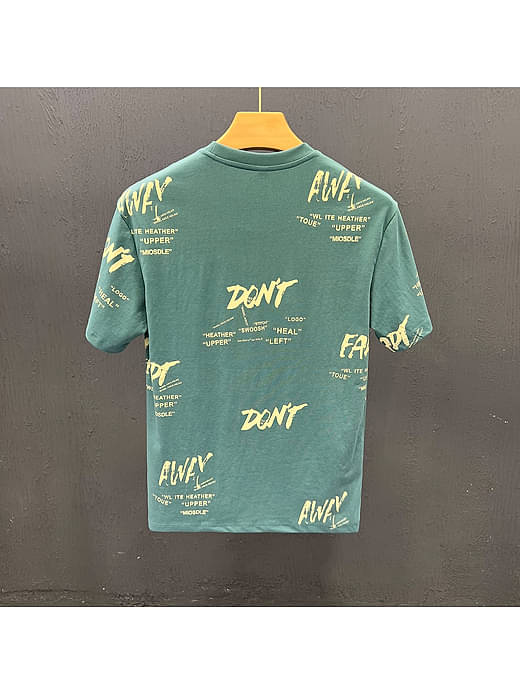 FABRIPPLE Polyester Regular Fit Printed Half Sleeves Men's Round T-Shirt - yellow Green
